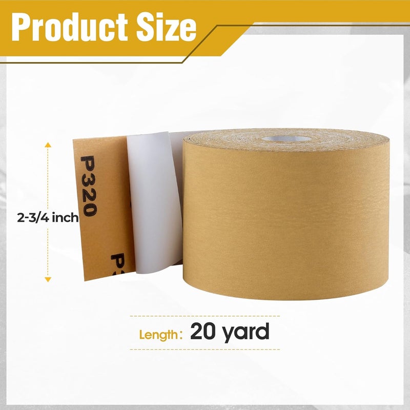 Shawya PSA Longboard Sandpaper 320-Grit 2-3/4in x 20 Yards Self Adhesive Stickyback PSA Sandpaper Roll PSA Sand Paper Rolls Aluminum Oxide Longboard Sand Paper Sanding Sheet - Image 2